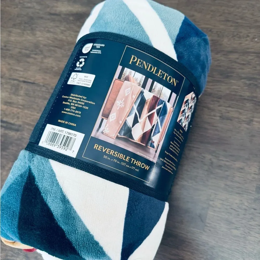 Pendleton Reversible Plush Throw Blanket Aztec Southwest Western